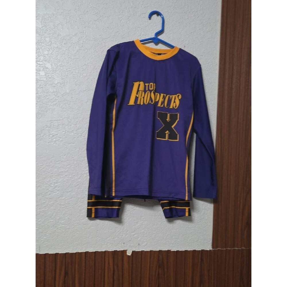 Kids Long Sleeve 'Top Prospects' Graphic Tee in Purple & Gold